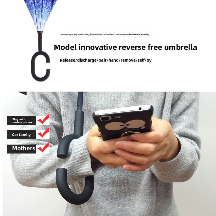 C handle reversed umbrella